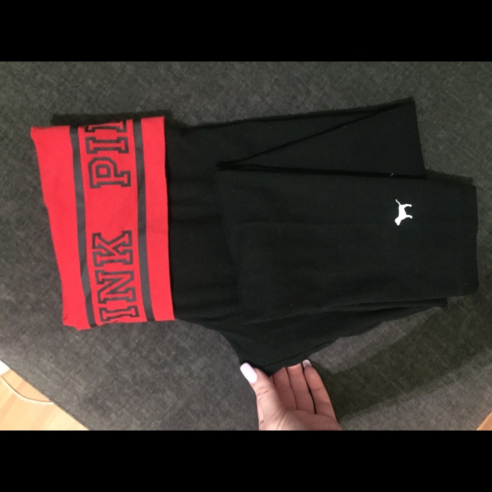 Pink Victoria’s Secret fold over yoga pants medium